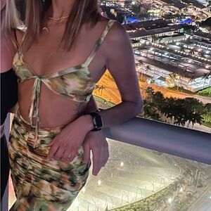 PrettyLittleThing Green Ruched Dress